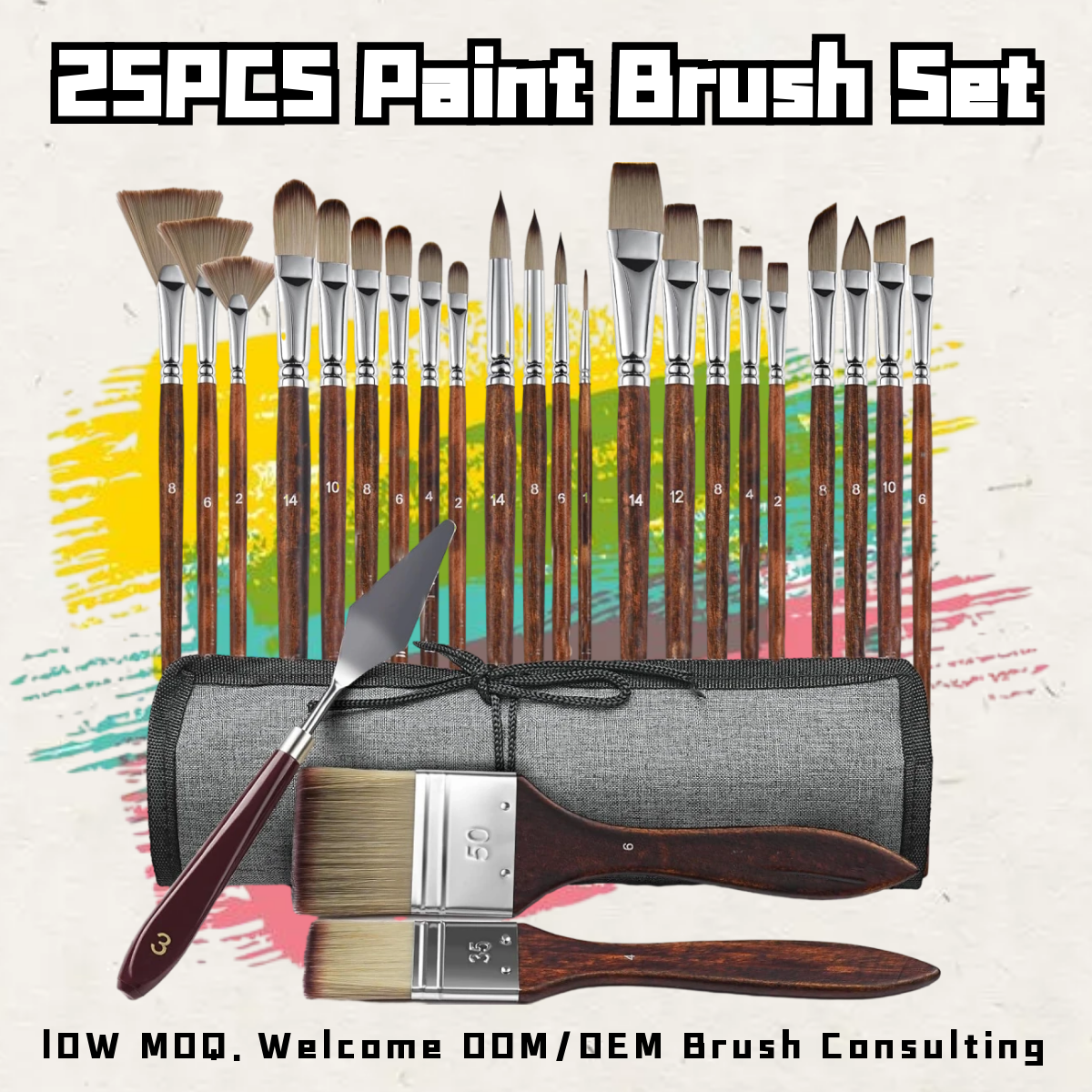 25PCS Synthetic Acrylic Paint Brushes Set