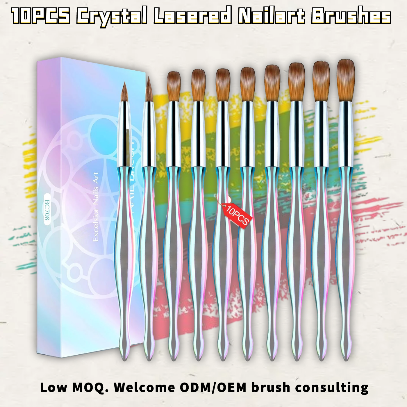 10PCS Crystal Lasered Nailart Brushes 
