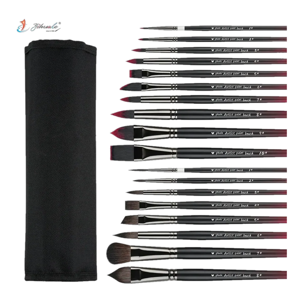 2026 New Arrival Custom Logo Premium Nylon Bristle Wooden Handle Art Paint Brushes Set