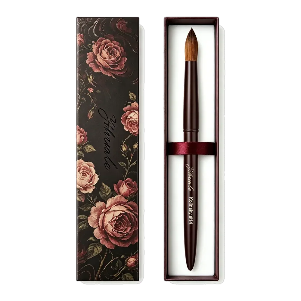 EVAL Luxury Custom Logo Metal Handle Kolinsky Acrylic Nail Brush Private Label Nail Brush Premium Nail Supplies for Salon