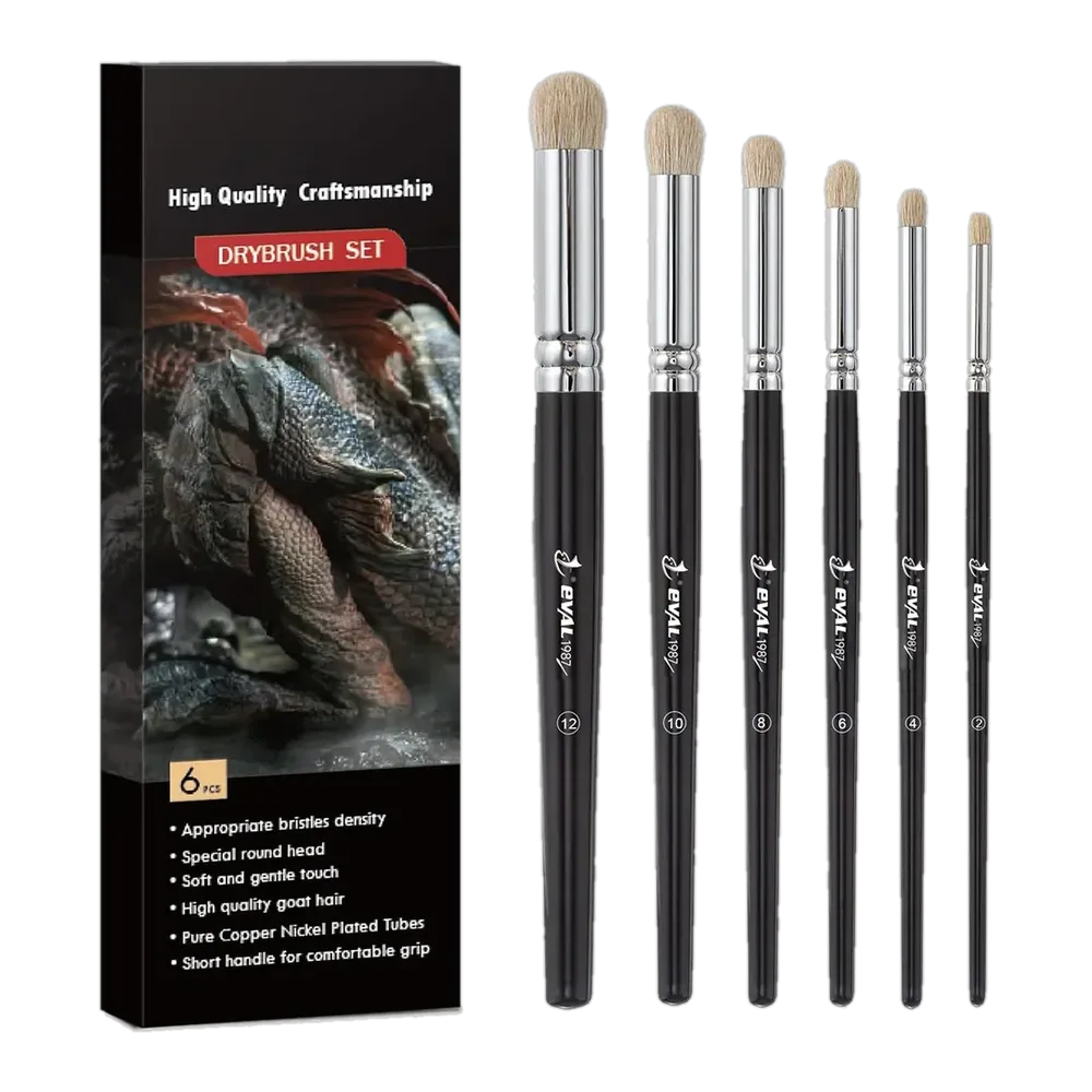 2026 New Arrival Acrylic Paint Brushes Set 6 Sizes Goat Hair Dry Brushes for Watercolor & Oil Painting Hobby Detail Paint Brush