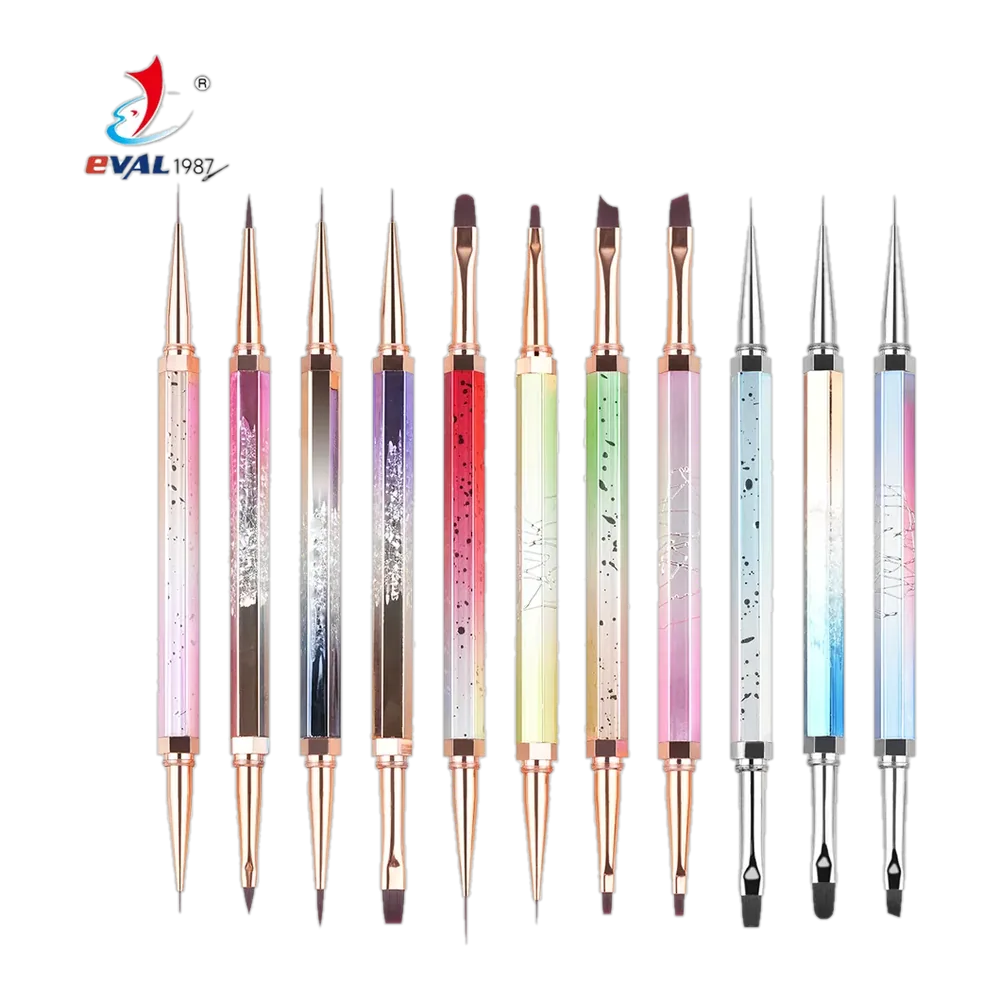 Hexagonal Non-Slip Double-Ended Metal 11PCS Nail Art Brush Set