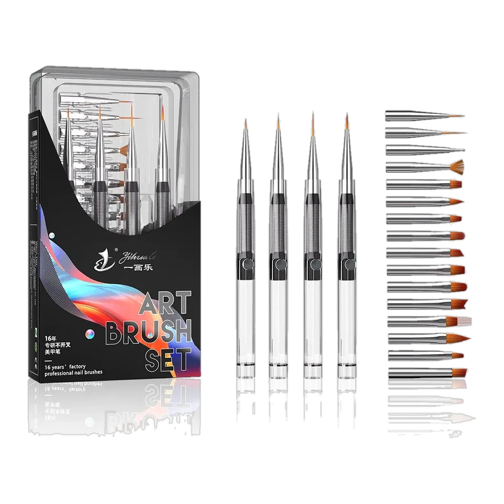 Yihuale Patented Detachable Nylon Hair Nail Brushes All in One Multi-function Portable Nail Brushes Set for Art Design
