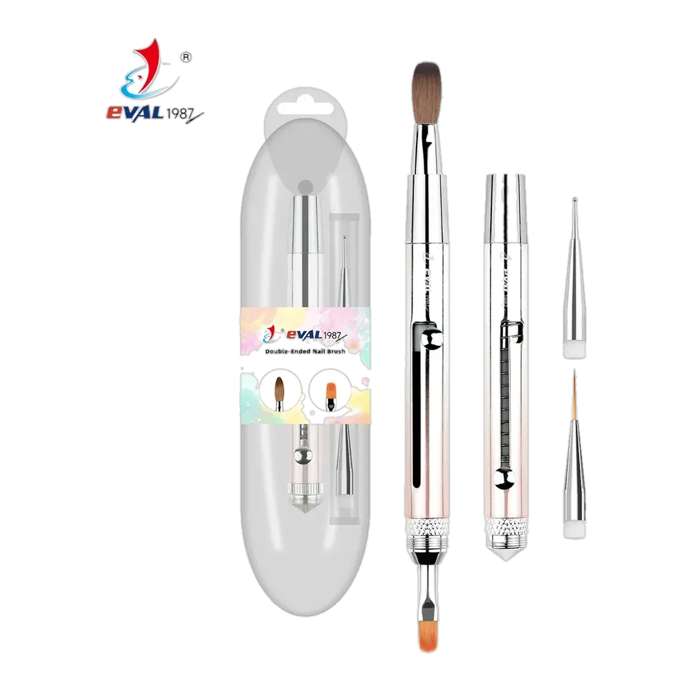 Yihuale Patent Product Double Ended Spring Retractable Nail Brush Interchangeable Brush Pure 100% Kolinsky Acrylic Nail Brush
