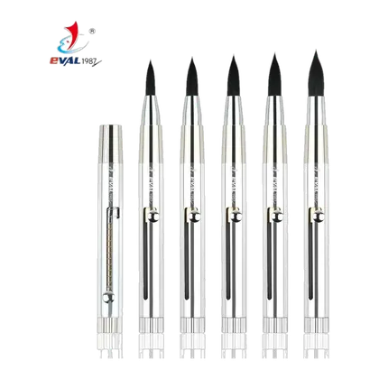 Yihuale Patent 5pcs Professional Anti-acetone Metal Retractable Handle Black Nylon Hair Watercolor Brush