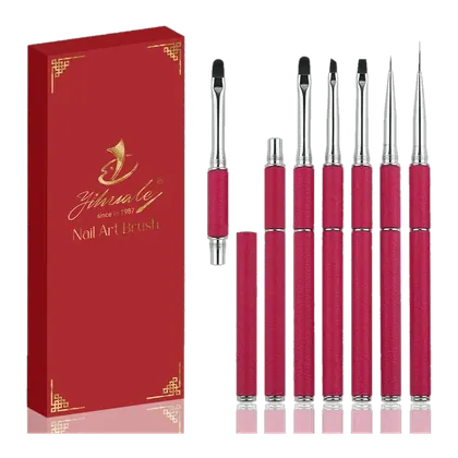 Luxury Red Leather Detachable Handle Custom logo Professional Kolinsky/Synthetic Hair Nail Art Brush for Manicure Art Tools