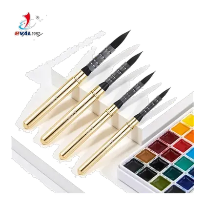 New Soft Nylon Mop Round Fine Tip Quill Watercolor Travel Brushes with Leather Pouch for Gouache Acrylic Oil Painting