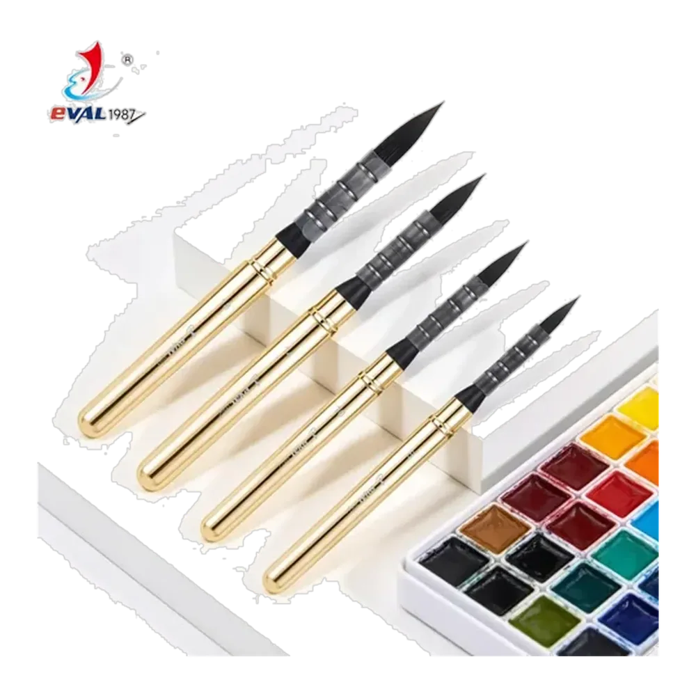 New Soft Nylon Mop Round Fine Tip Quill Watercolor Travel Brushes with Leather Pouch for Gouache Acrylic Oil Painting