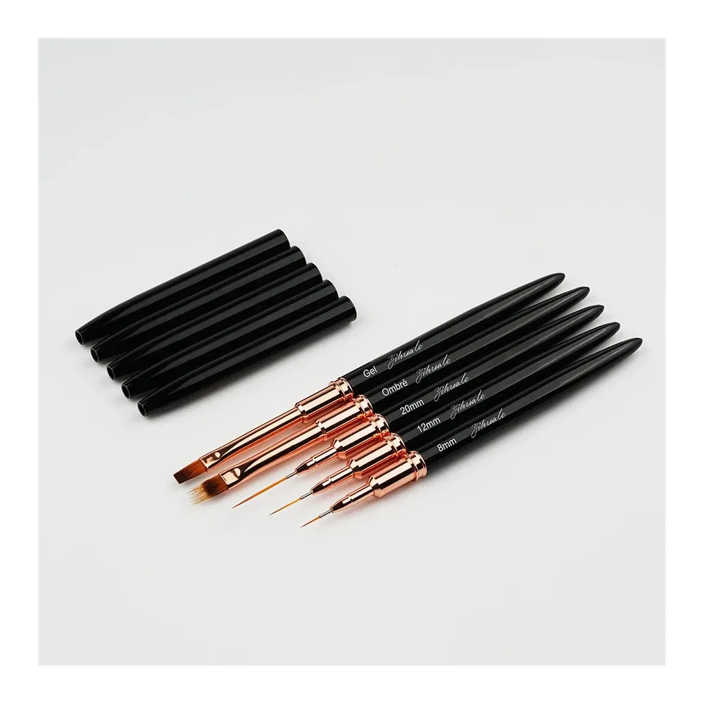 Usa Hot Nail Long Striping Liner Brush Metal Handle 5pcs Needle Tube Nail Art Brush Design Liner Set 3d 5/9/15/20/25mm