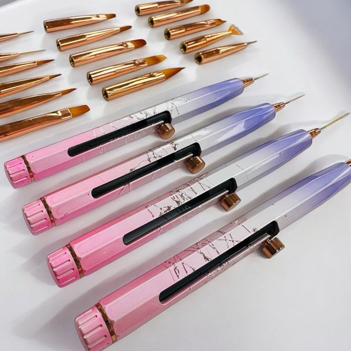 20 PCS Nail Brush Set with Spring Design