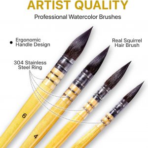 4PCS Natural Squirrel Hair Watercolor Brushes with Packaging