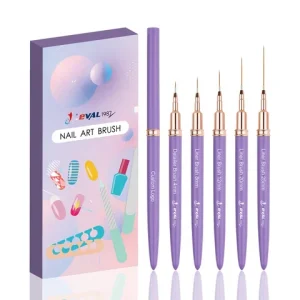 Custom Logo 5pcs Purple UV Gel Nail Line Painting Drawing Nylon Hair Acrylic Handle Nail Art Brushes 4/8/12/20/25mm