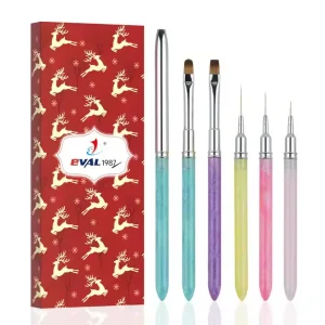 Custom Logo 5pcs Sets Macaron Color Nylon Hair Acrylic Handle Nail DIY Manicures Salons Liner Nail Art Brushes