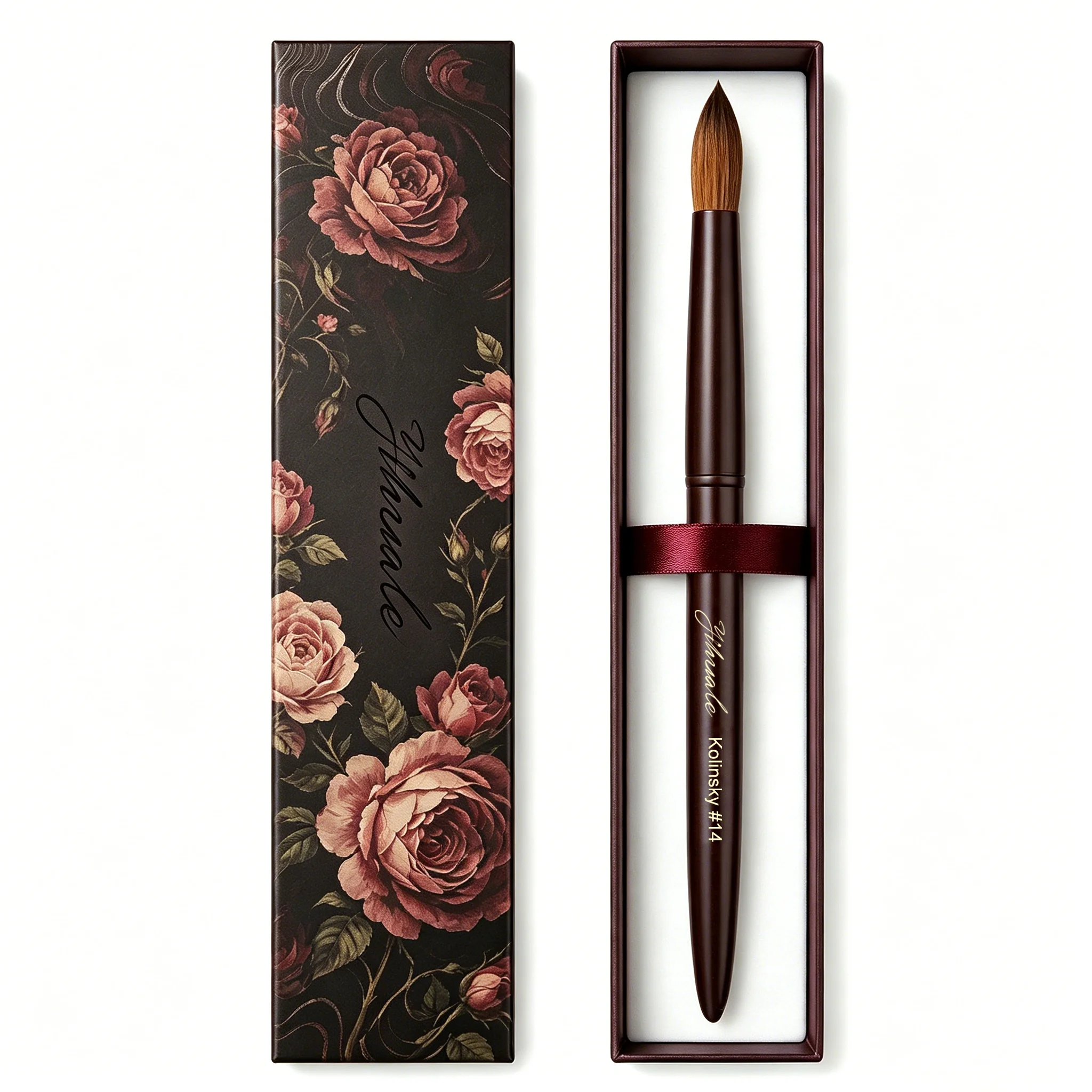 EVAL Luxury Custom Logo Metal Handle Kolinsky Acrylic Nail Brush Private Label Nail Brush Premium Nail Supplies for Salon