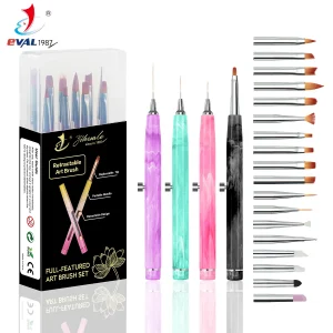 Eval Discounted Patent Transparent Colorful Acrylic Handle Nylon Hair Custom Logo Nail Art Painting Pen Set