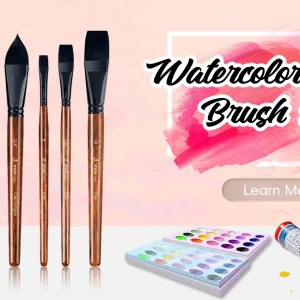 Professional Synthetic Squirrel Hair Wood Handle 10pcs Watercolor Paint Brushes with Round Flat Cat Tongue Dagger Shape
