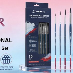 High Elasticity Non-Shedding Synthetic Nylon 10Pcs Blue/Red Tail Artist Paint Brush Set
