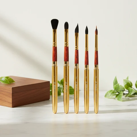 High Quality Custom Logo Detachable Artist Paint Brush Golden Travel Watercolor Brushes for Acrylic Watercolor Painting