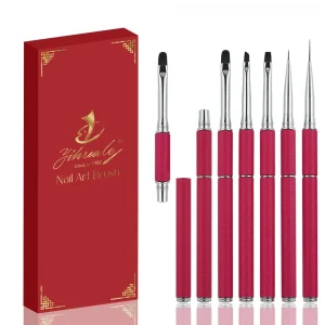 Luxury Red Leather Detachable Handle Custom logo Professional Kolinsky/Synthetic Hair Nail Art Brush for Manicure Art Tools