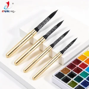 New Soft Nylon Mop Round Fine Tip Quill Watercolor Travel Brushes with Leather Pouch for Gouache Acrylic Oil Painting