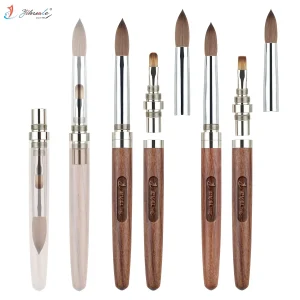 Professional Kolinsky Hair 2-In-1 Detachable Sandalwood Handle Nail Art Brush