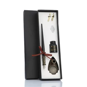 Upscale Calligraphy Feather Dip Pen Set - Stainless Steel Tip