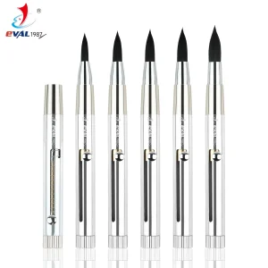 Yihuale Patent 5pcs Professional Anti-acetone Metal Retractable Handle Black Nylon Hair Watercolor Brush