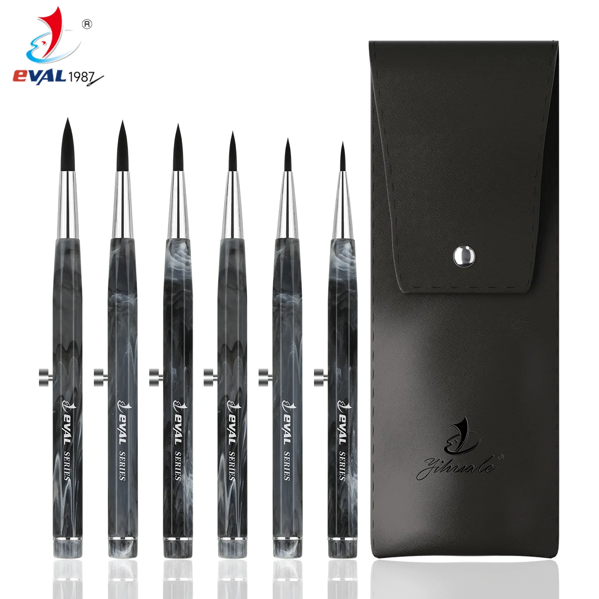 Yihuale Patent Design 6pcs Round Shape Retractable Artist Painting Brush Acrylic Handle Nylon Watercolor Brush
