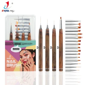 Yihuale Patent Spring Retractable Design Brown Marble Acrylic Handle Interchangeable Brush Nail Art Brush Set