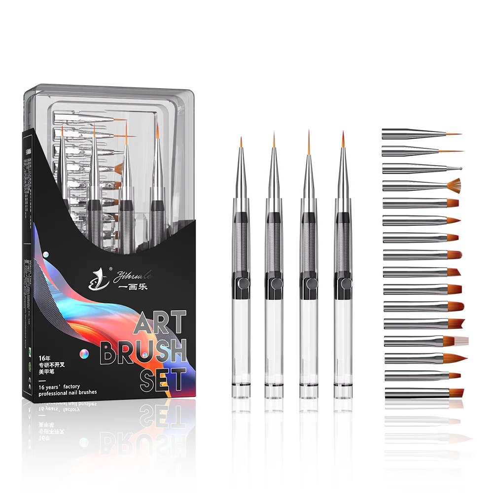 Yihuale Patented Detachable Nylon Hair Nail Brushes All in One Multi-function Portable Nail Brushes Set for Art Design